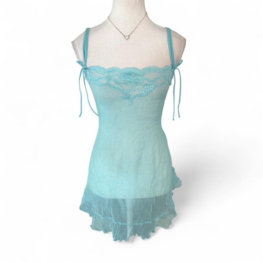Y2K Victorias Secret 100% Silk Vintage light Baby blue babydoll fairy core Large